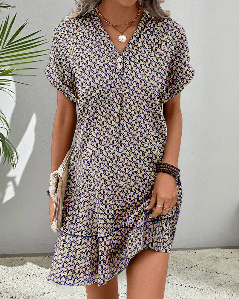 Veeza | Short-sleeve V-neck casual dress